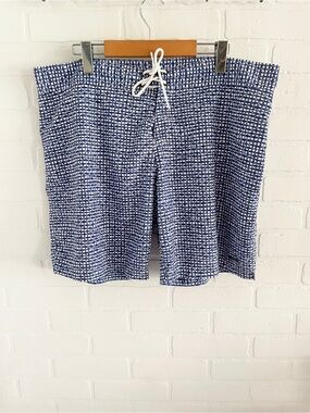 Parke & Ronen Men’s Navy and White Checkered/gingham Swim Shorts sz 36